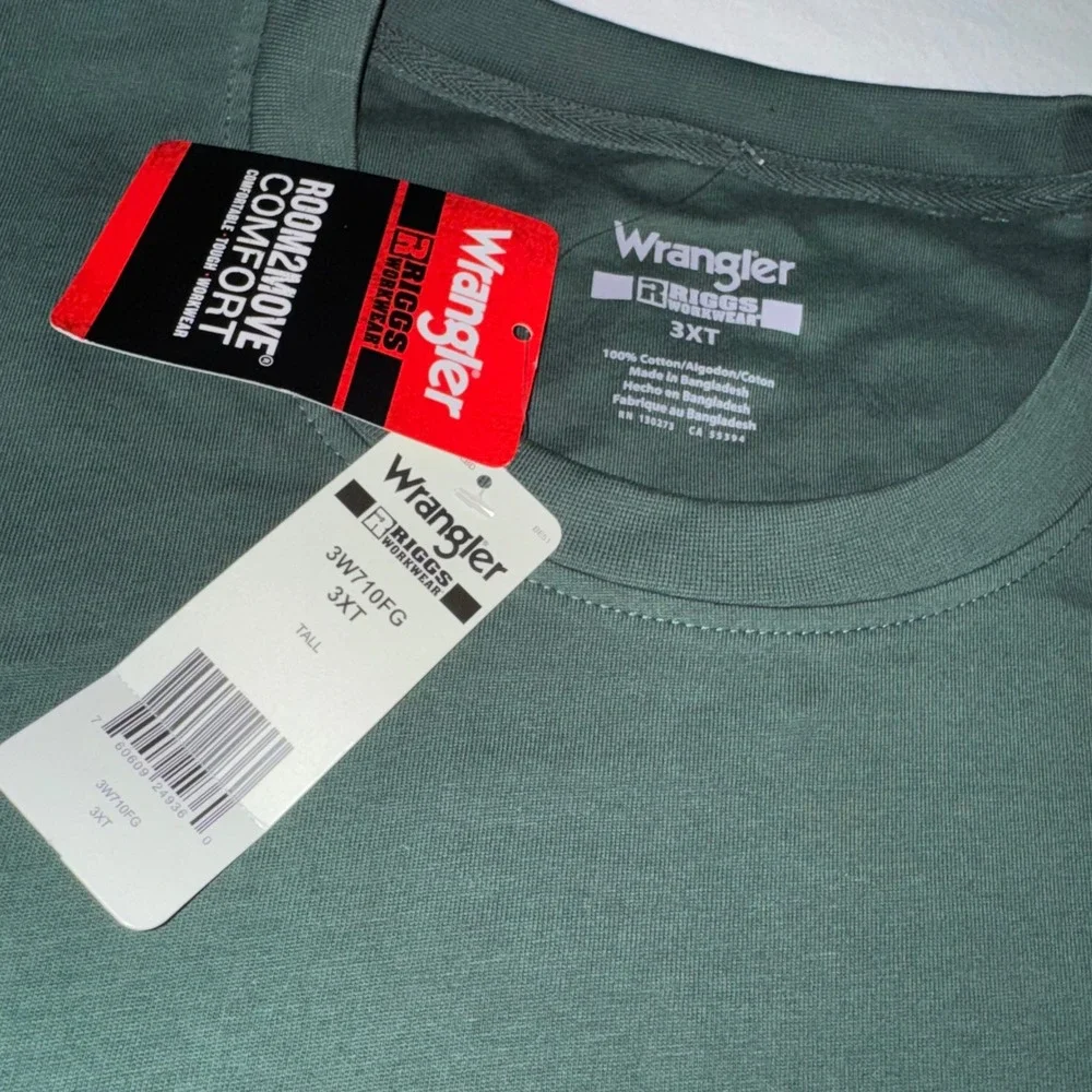 Wrangler Riggs Workwear Mens 3XT Green Long Sleeve Pocket T-Shirt Cotton READ - Picture 10 of 11